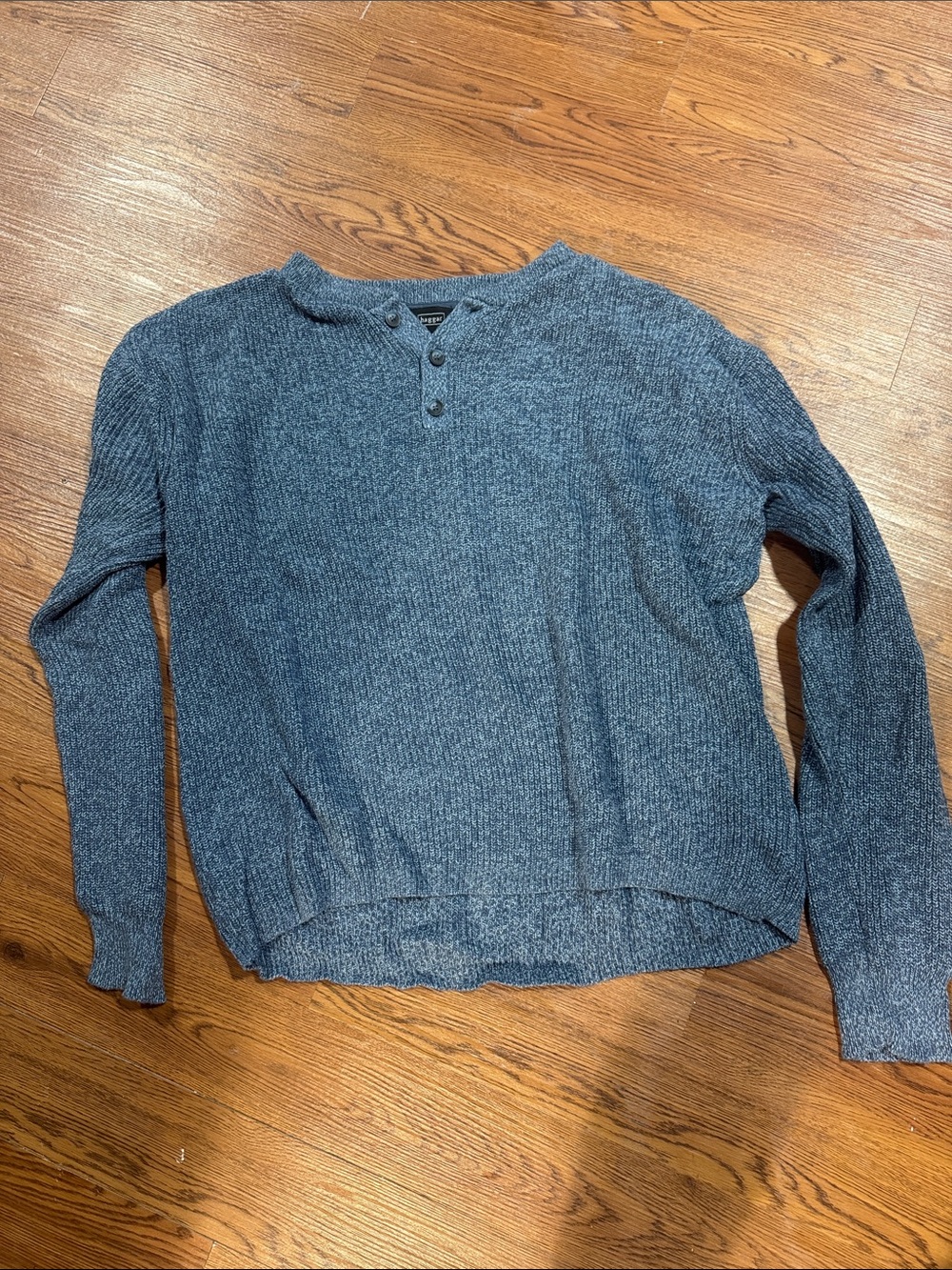 Haggar Heather Slate Blue Button Henley Sweater